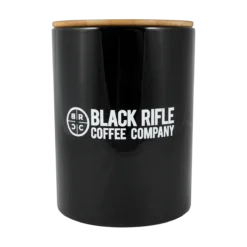 Black Rifle Coffee Company Black Ceramic Airtight Container 8 Black Rifle Coffee Company Black Ceramic Airtight Container -Black Rìle Coffee Shop ARROWHEAD CERAMIC AIRTIGHT COFFEE CONTAINER BLACK BACK 1200