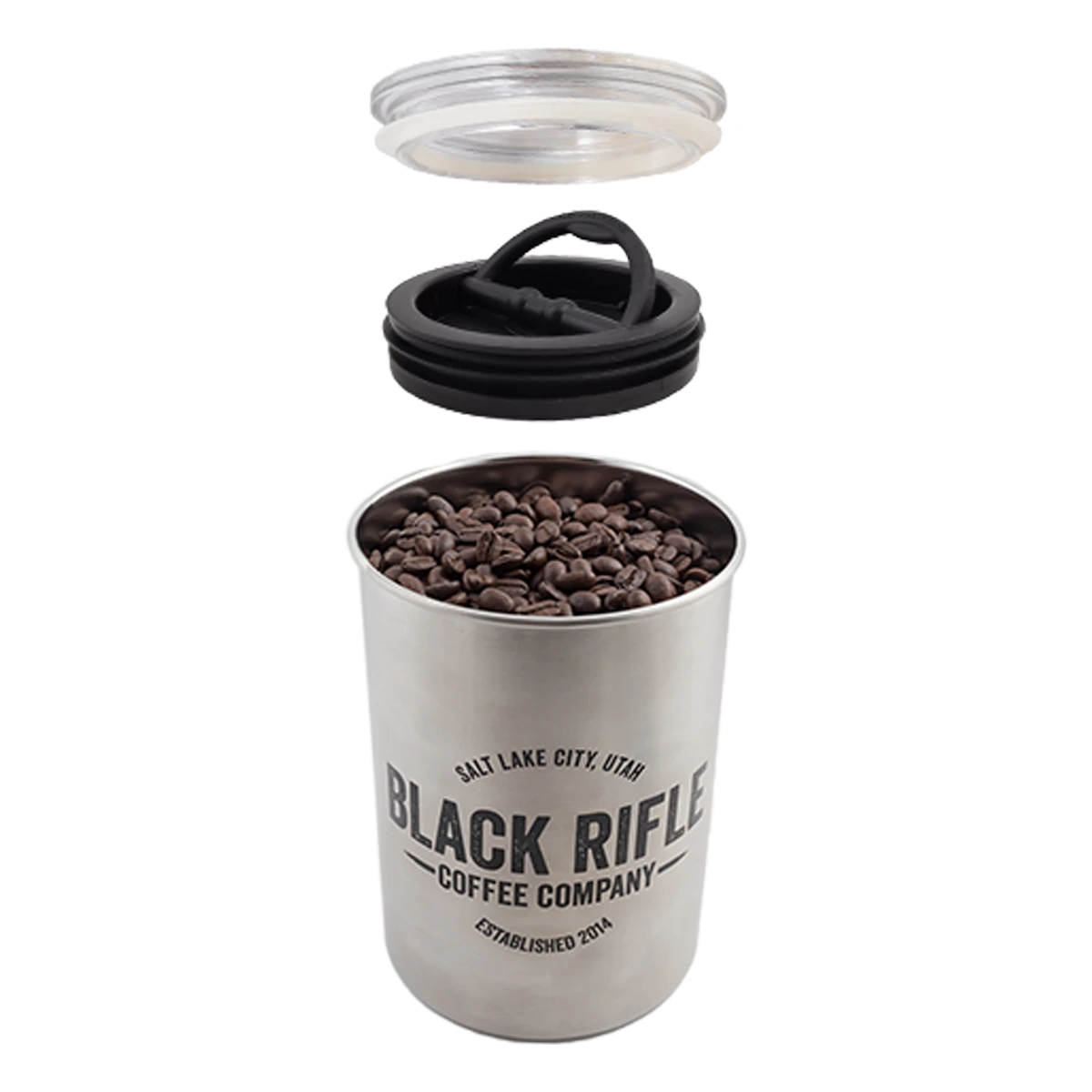 STAINLESS_STEEL_AIRTIGHT_CONTAINER_DECONSTRUCTED_1200.png Black Rifle Coffee Company Stainless-Steel Airtight Container -Black Rìle Coffee Shop STAINLESS STEEL AIRTIGHT CONTAINER DECONSTRUCTED 1200